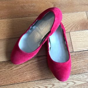 NWOT Audrey Brooke Red Suede Ballet Flats